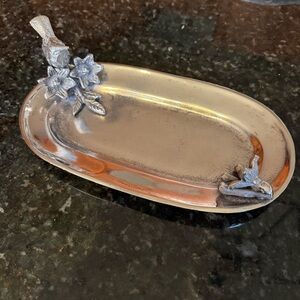 Silver Bird and Florals Trinket Tray